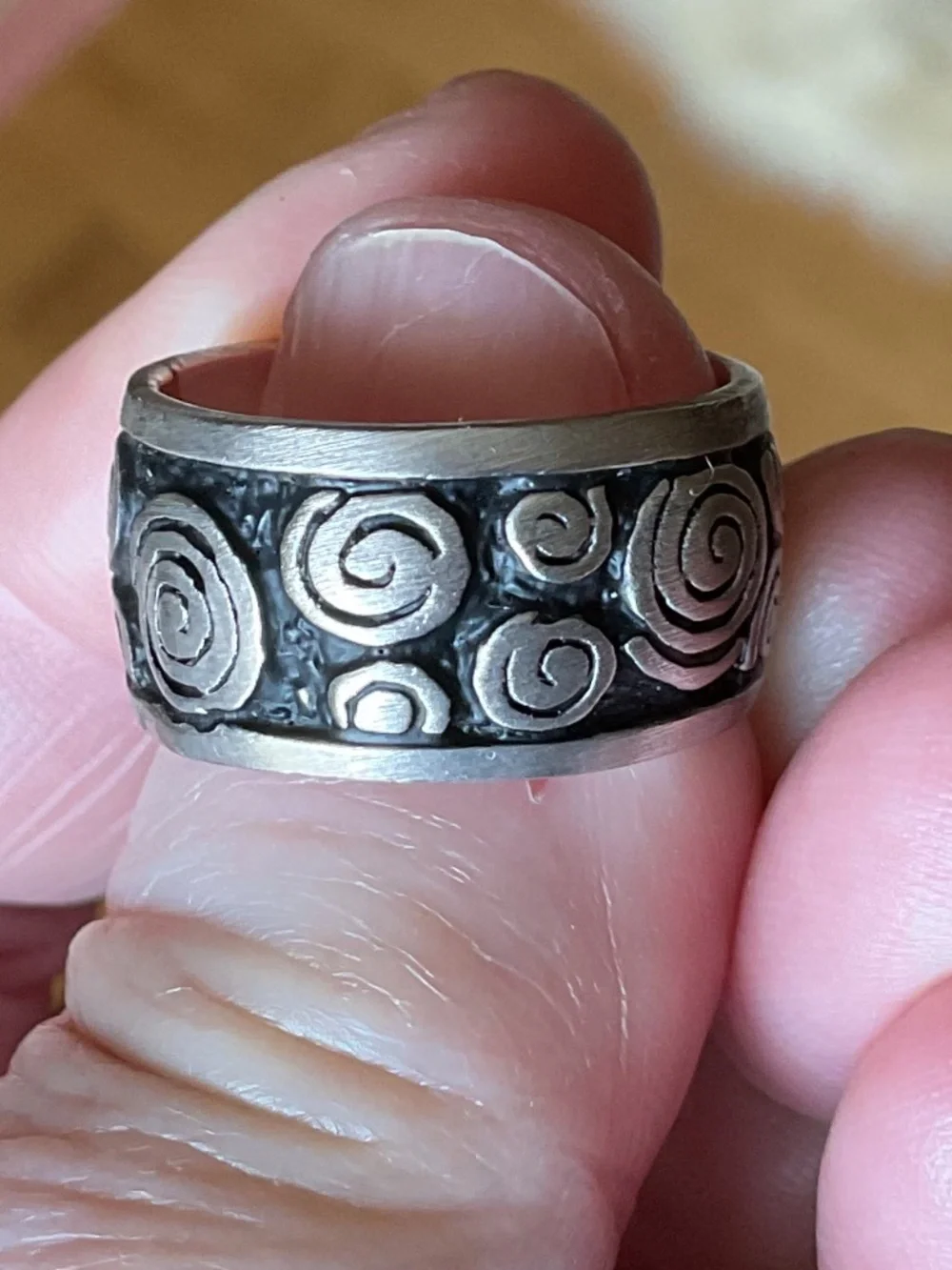 NWOT Solid Sterling Silver 925 Greek Design Wide Ring Size US 6.75